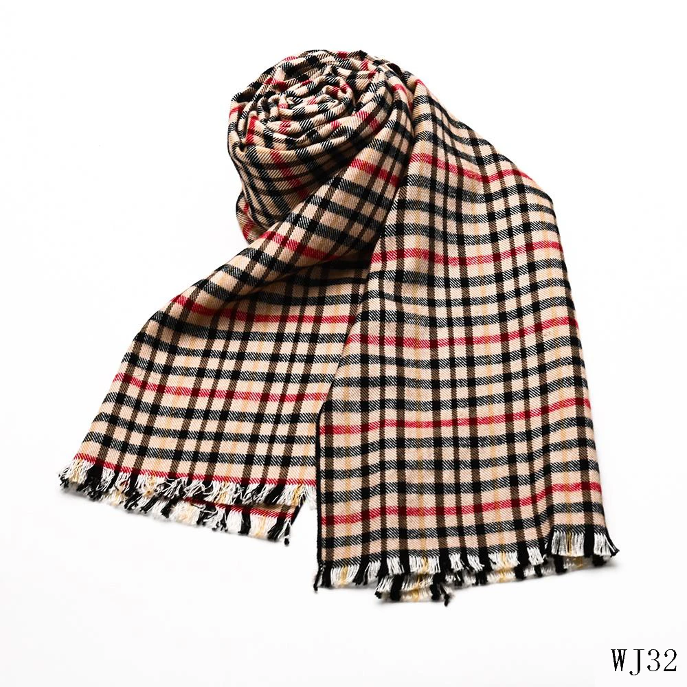 YiLi Fashion red color 100%  Viscose Scarves Cashmere Feel plaid Scarf with Tassel