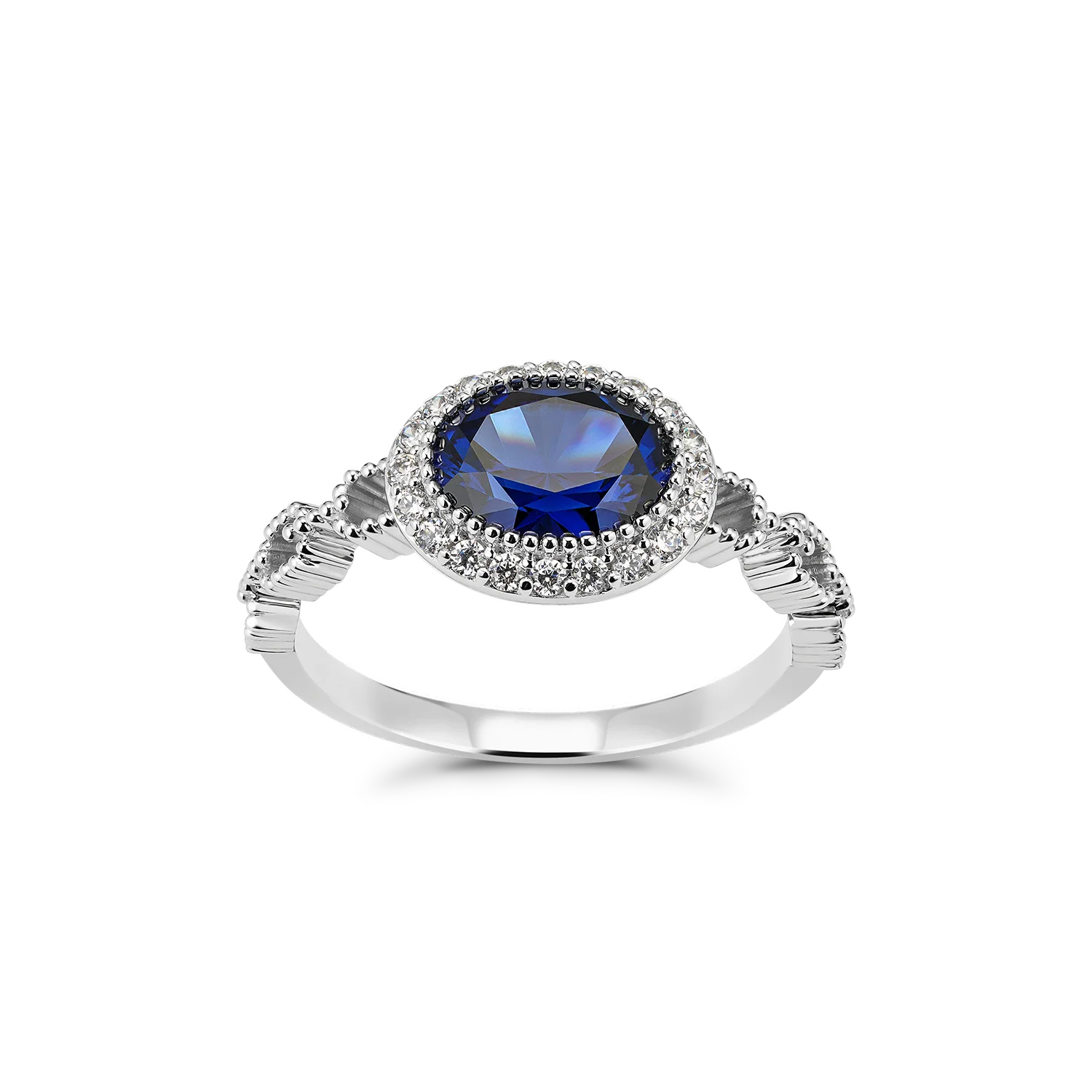 Wholesale 14k Gold Blue Sapphire Halo Ring Made in Vietnam Fine Jewelry Fashion Rings Birthstone Gemstone Trendy Classic design
