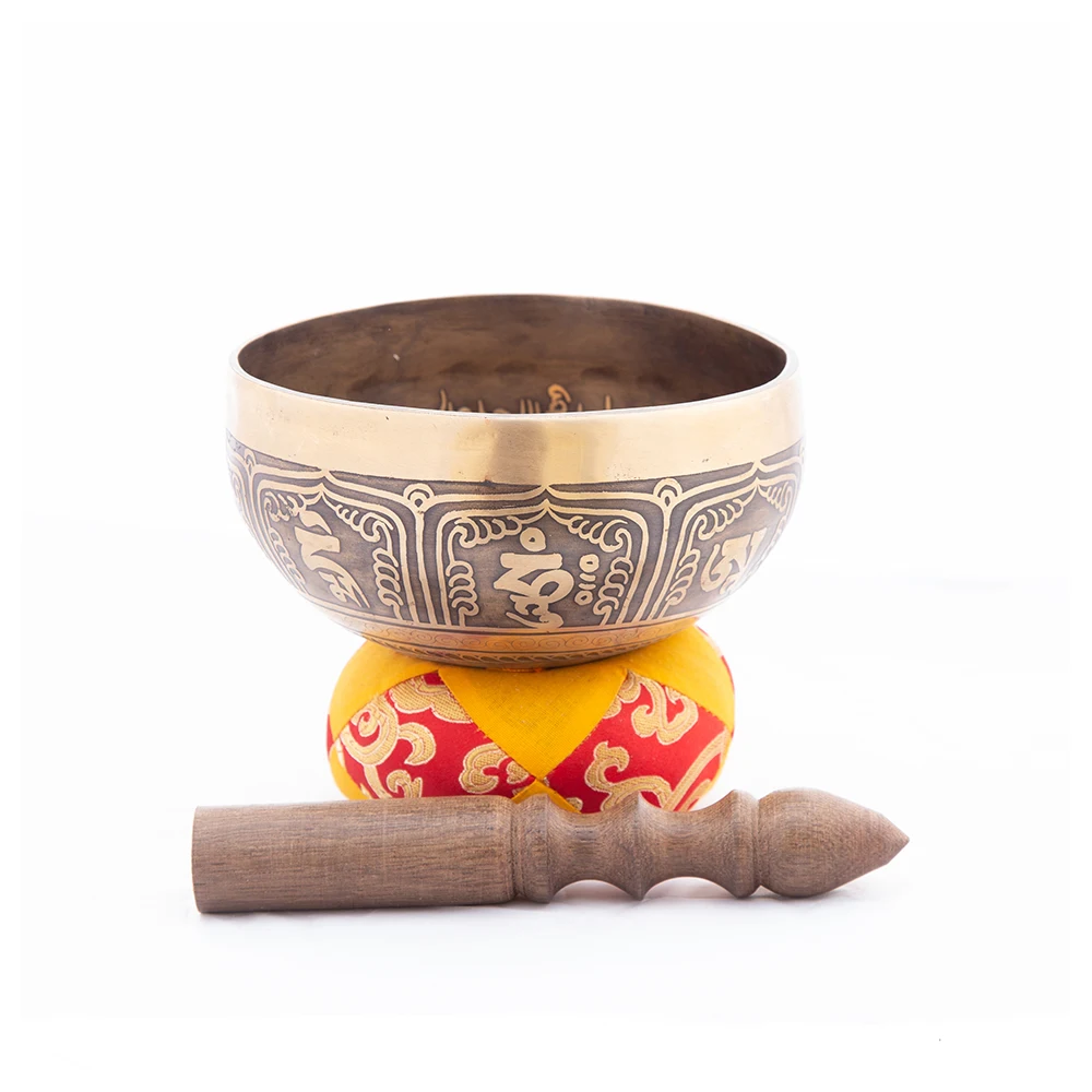 Hand Hammered Tibetan Singing Bowl Used For Chakra Healing With Wooden Mallet And Silk Pillow Buy At Lowest Price