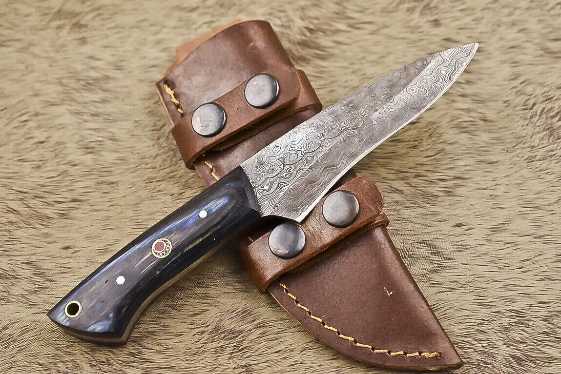 Handmade Damascus Blade Knife Fixed Blade knife  Hunting knife With leather sheath Best For Fishing