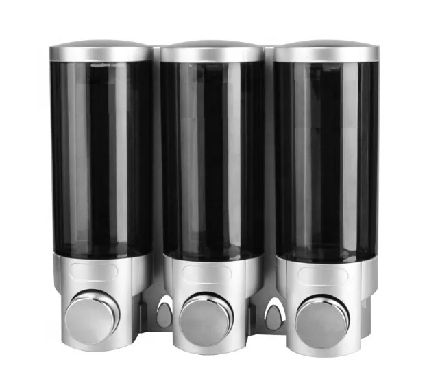 ABS plastic white silver chrome liquid hotel shampoo set triple soap dispenser wall mount