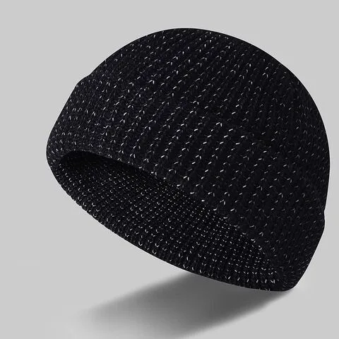 Wholesale Men Acrylic Knitted Winter Night Running Outdoor Sports Reflective Beanie Hat MS-BC-046