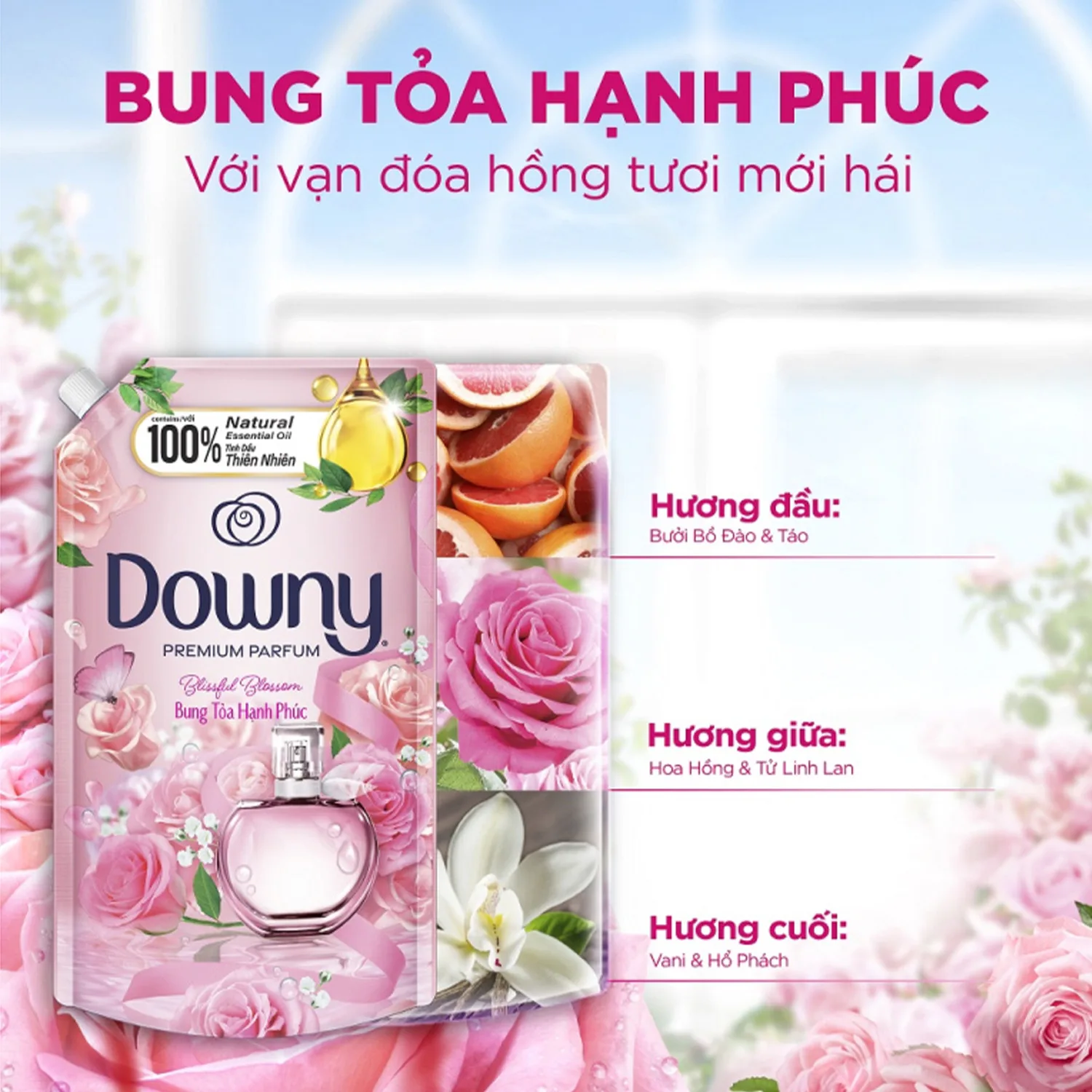 Жидкость для повышения аромата после стирки Dow-ny Blissful Blossom кондиционер кондиционера 2 л-концентрированный смягчитель белья