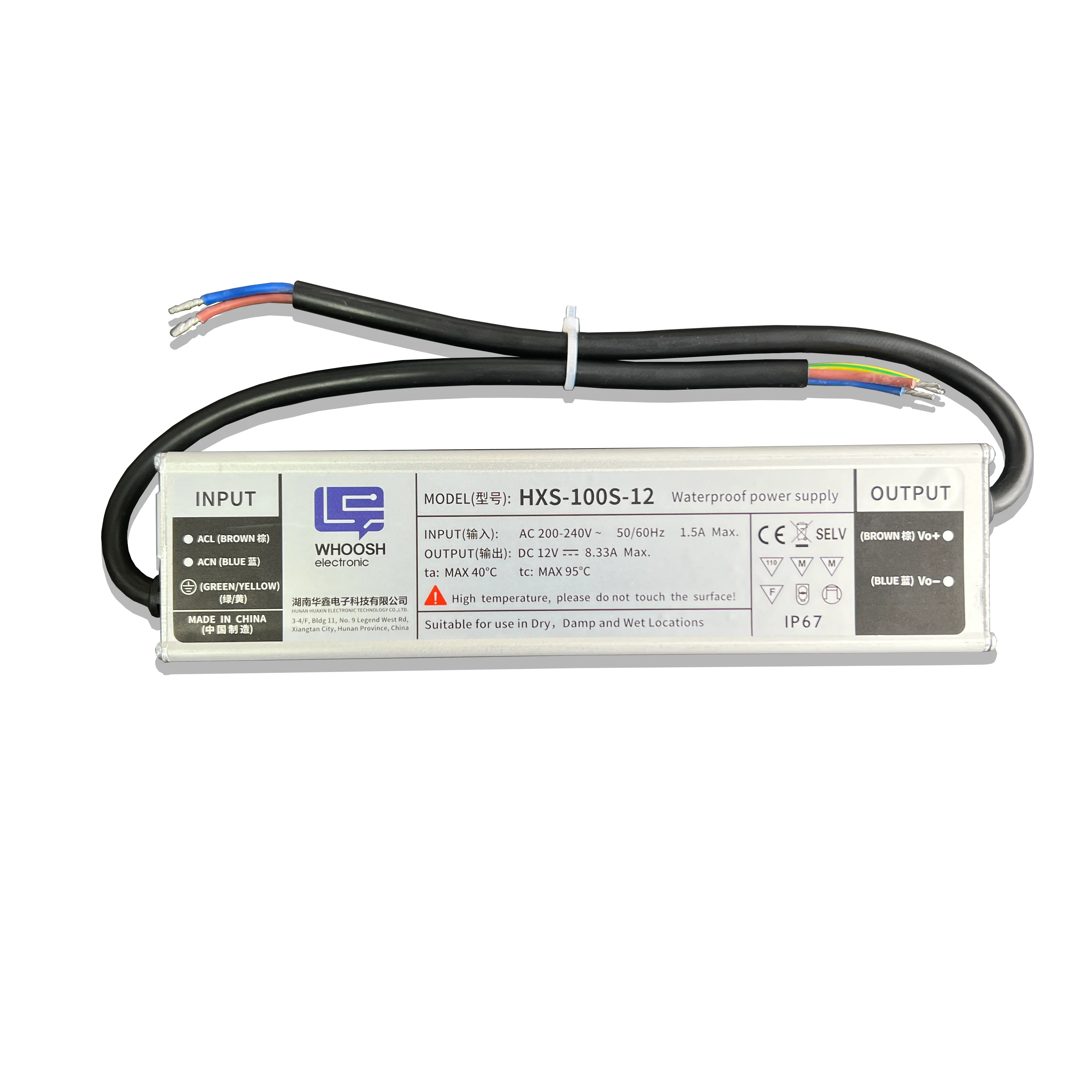 HXS-100S-12 IP67 тонкий наружный 100 Вт 8 3 А 12 В ac-dc светодиодный драйвер трансформатора для освещения водонепроницаемый источник питания ip67