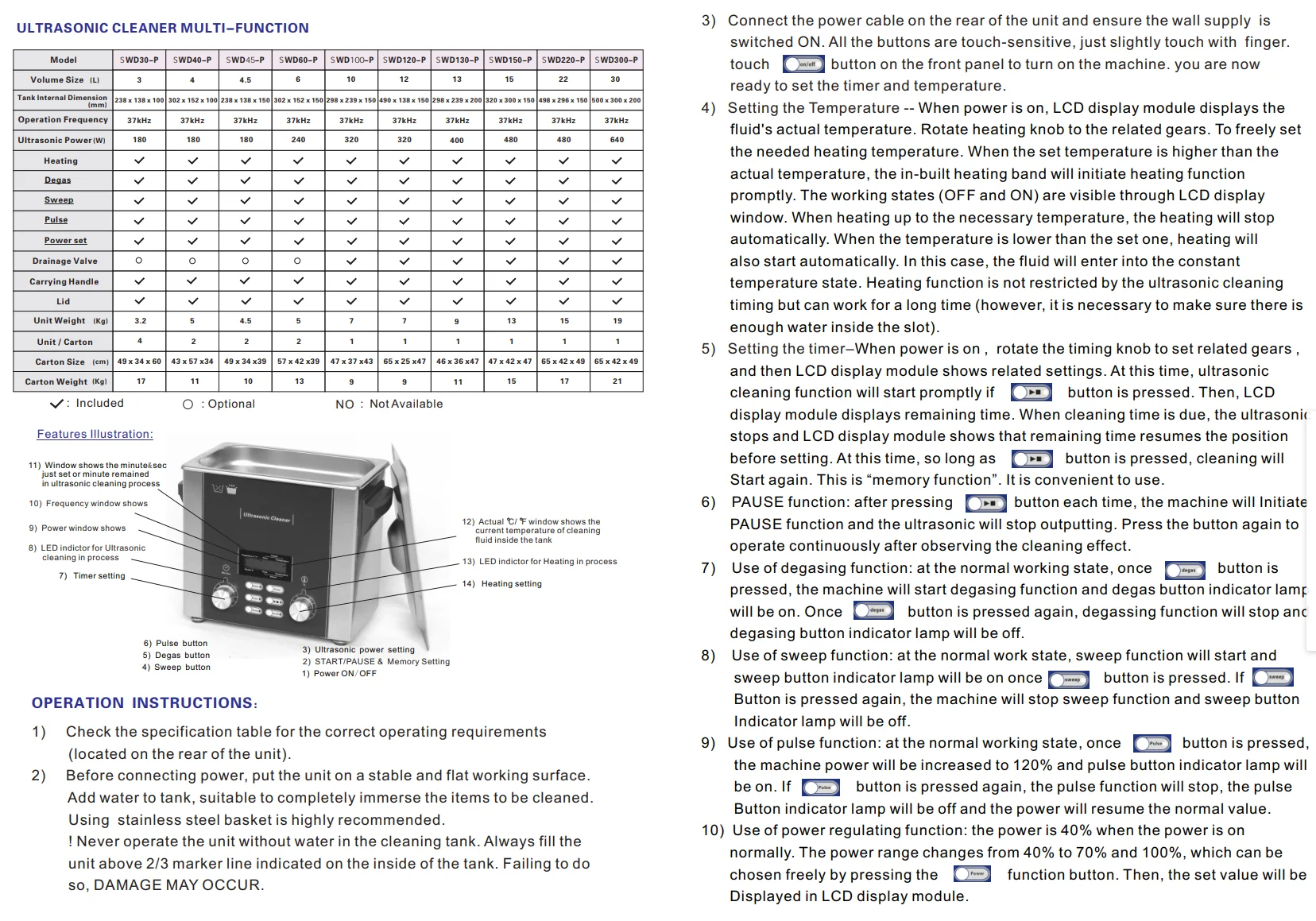 Sweep Degas Heating Pulse 4 functions LCD display strong cleaning Jewelry Optical Electric board Dental 10L Ultrasonic Cleaner