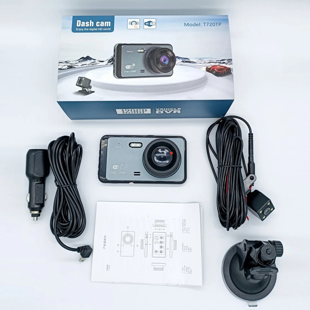 Best Car Dash Board Camera 4.0 inch Touch Screen WiFi Dual Lens Dash Cam1080P HD 24-hour Parking Monitoring Car Recorder