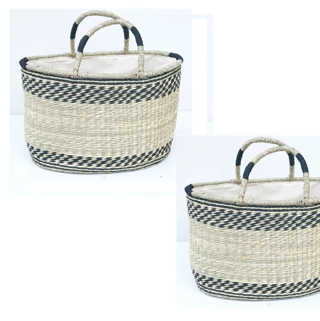 Competitive price woven wicker sea grass storage baskets wholesale with handle from Viet Nam pro process