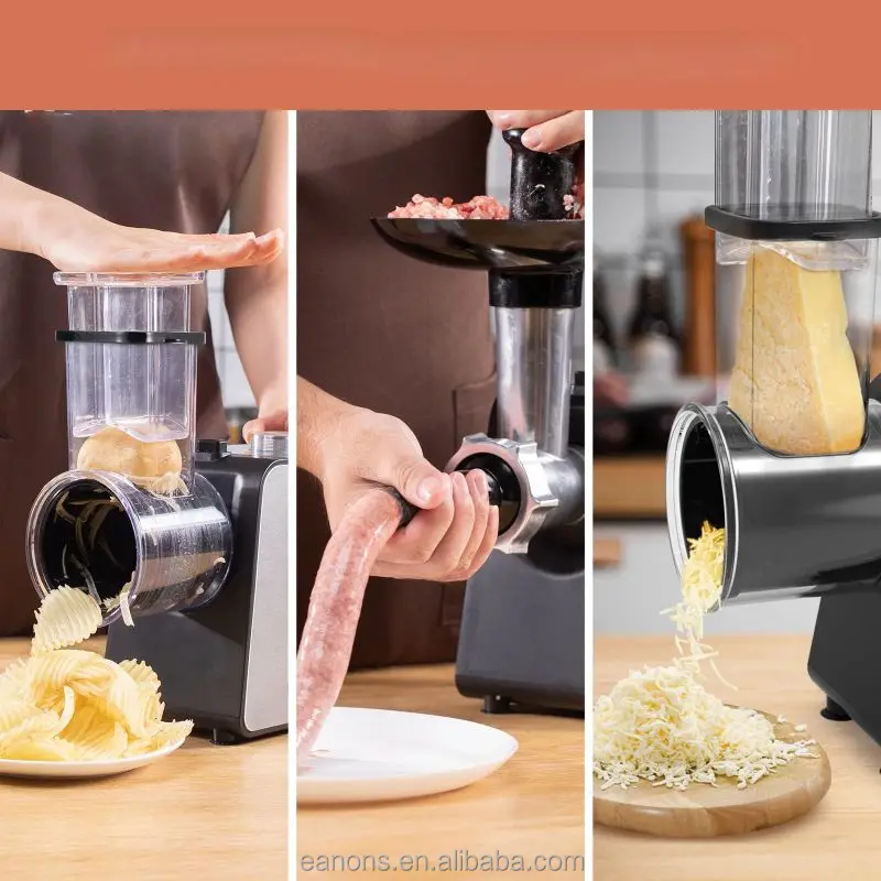 Multifunction Home Kitchen Food Crush Slicer Salad Maker Stainless Steel Vegetable Cutter Meat Chopper Electric Mincer Grinder