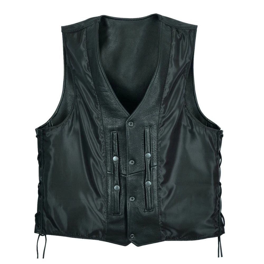High Quality Genuine Leather Biker Motorcycle Vest Motorbike Vest Made Thick Leather Leather Motorbike vest in pk