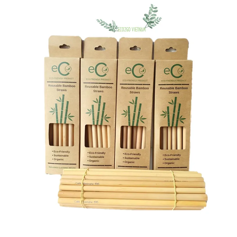 Cheap hot trend biodegradable bamboo drinking straws for kitchen restaurant and bar use made in Vietnam