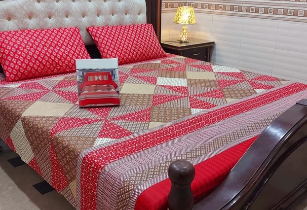 Cotton Salonica Bed Sheet Sets Export Quality Stitched King Size Double Bed Sheet Set