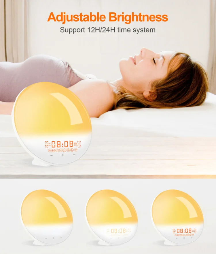 Smart Wake Up Light Supporting App/voice Control With Fm Radio And 4 Alarm Setting, Wake You Up And Help To Sleep Function