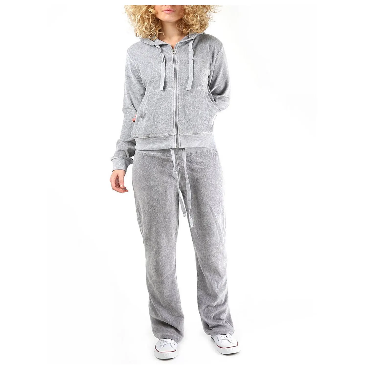 American Clothing Women Suit Pocket Flare Long Sleeve Velour Tracksuit Leggings Two Piece Pants Set Winter Clothes For Women