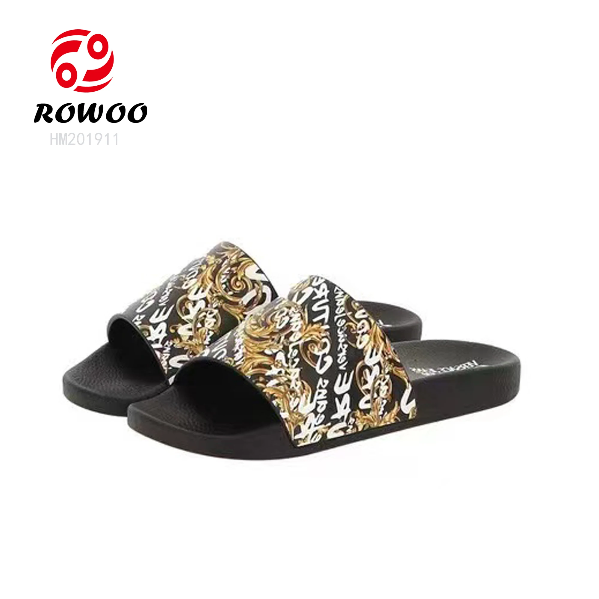 Latest design open toe printing fashion sleepers slide sandals  ladies shoes flat women summer slippers for circulation