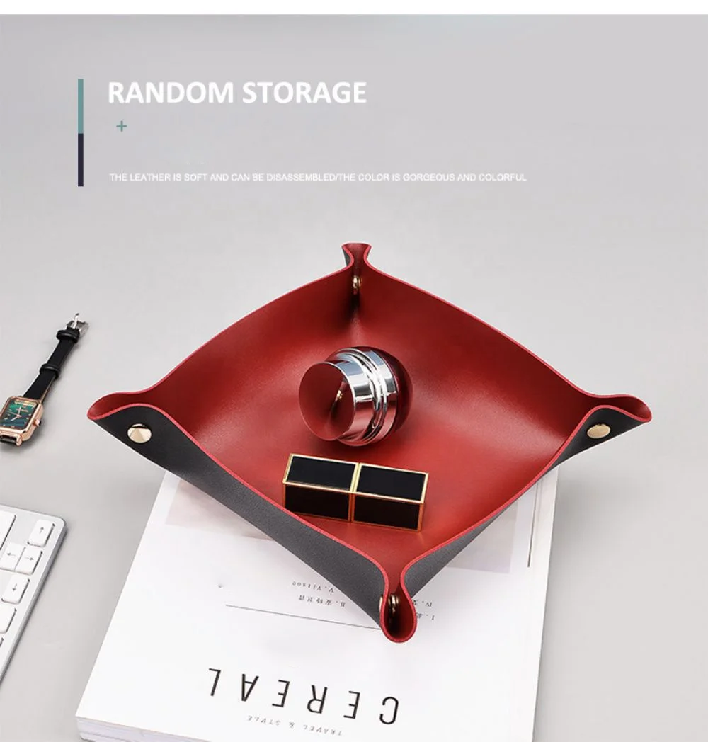 Living Room Porch Leather Storage Tray Leather Key Storage Box Desktop Debris Sorting Cosmetic Tray