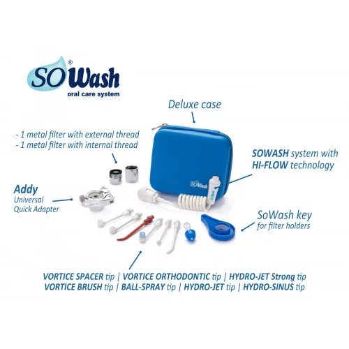 Special Italian Dental Water Flosser Connects Directly to The Faucet SoWash Deluxe for perfect dental hygiene