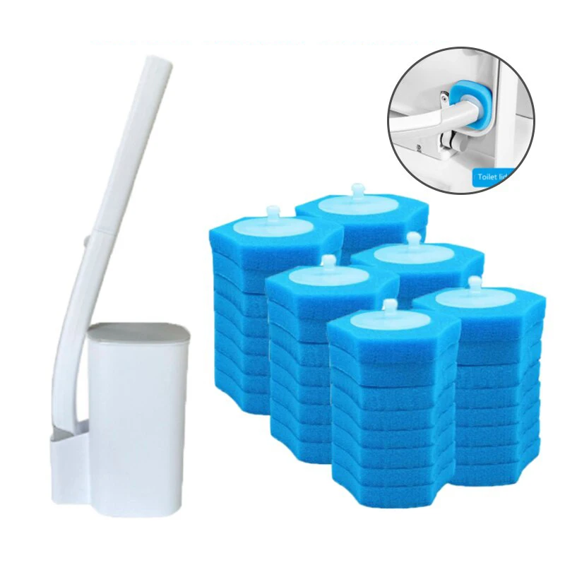 Best Selling household cleaning tools Bathroom Disposable Toilet Cleaner Brush Set Sponge Head With Holder cleaning accessories