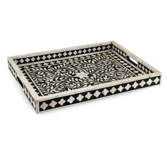 Breakfast Serving Tray For Best Quality Food Snacks Serving Tray Durable Quality Marble Tray Rectangular Golden Finishing
