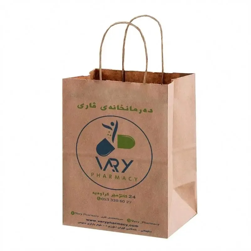 Eco-friendly Kraft Paper Bag test-liner bag with Logo Customized, Foldable Cheap, Twisted Handle For Shopping, For Packaging