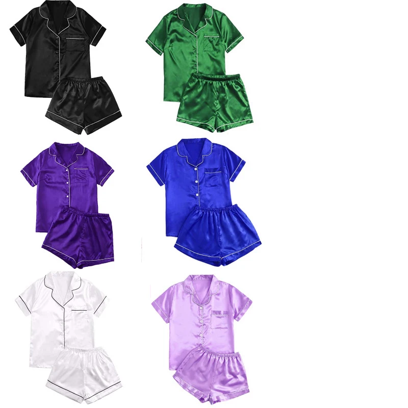 custom logos silk pajamas ladies night two pieces sleep wear pajamas 2 piece shorts set women clothing 2024 summer