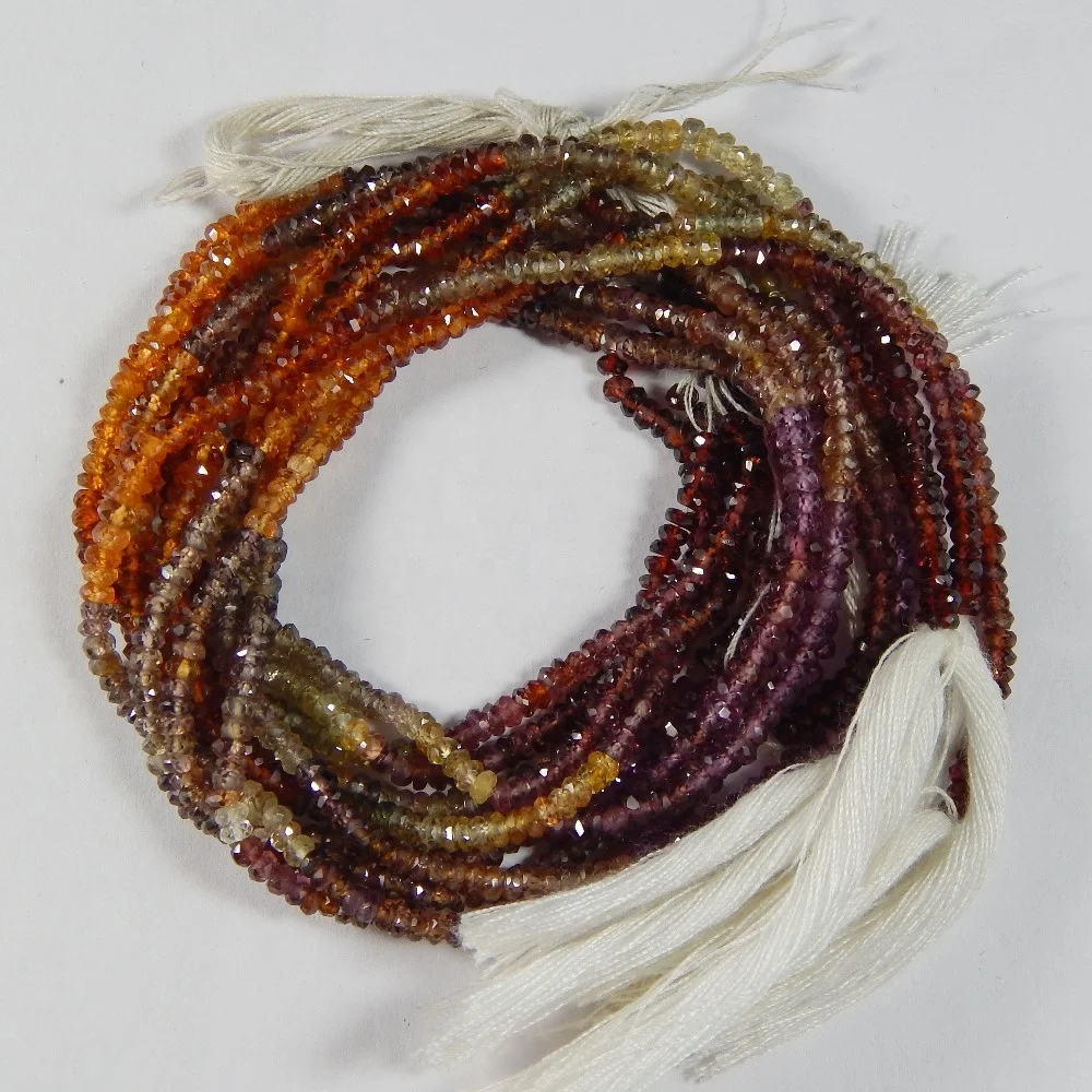 Certified Tundra Sapphire Gemstone Rondelle Faceted Loose Beads For Making Jewellery