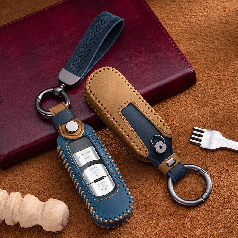 Mad horse skin car key cover key case For Mazda 2 3 Axela Atenza CX-5 CX5 CX-3 CX-7 CX8 CX-9 2016 2017 2018 2/3 Buttons Auto Bag