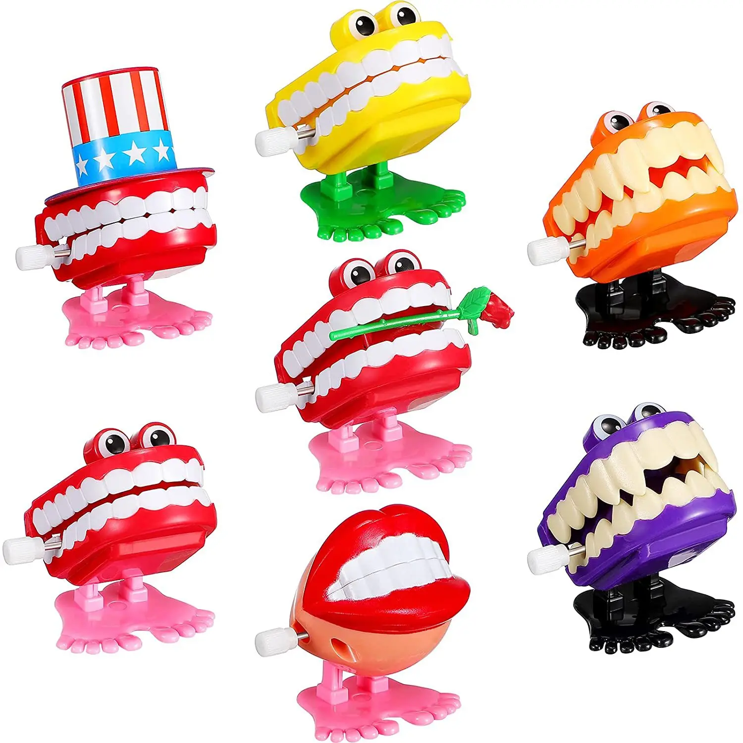 Hot Sell Halloween And Christmas Kids Gift Wind Up Toy Chain Jumping Dancing Teeth Toy Dental Clinic Decoration Children Present