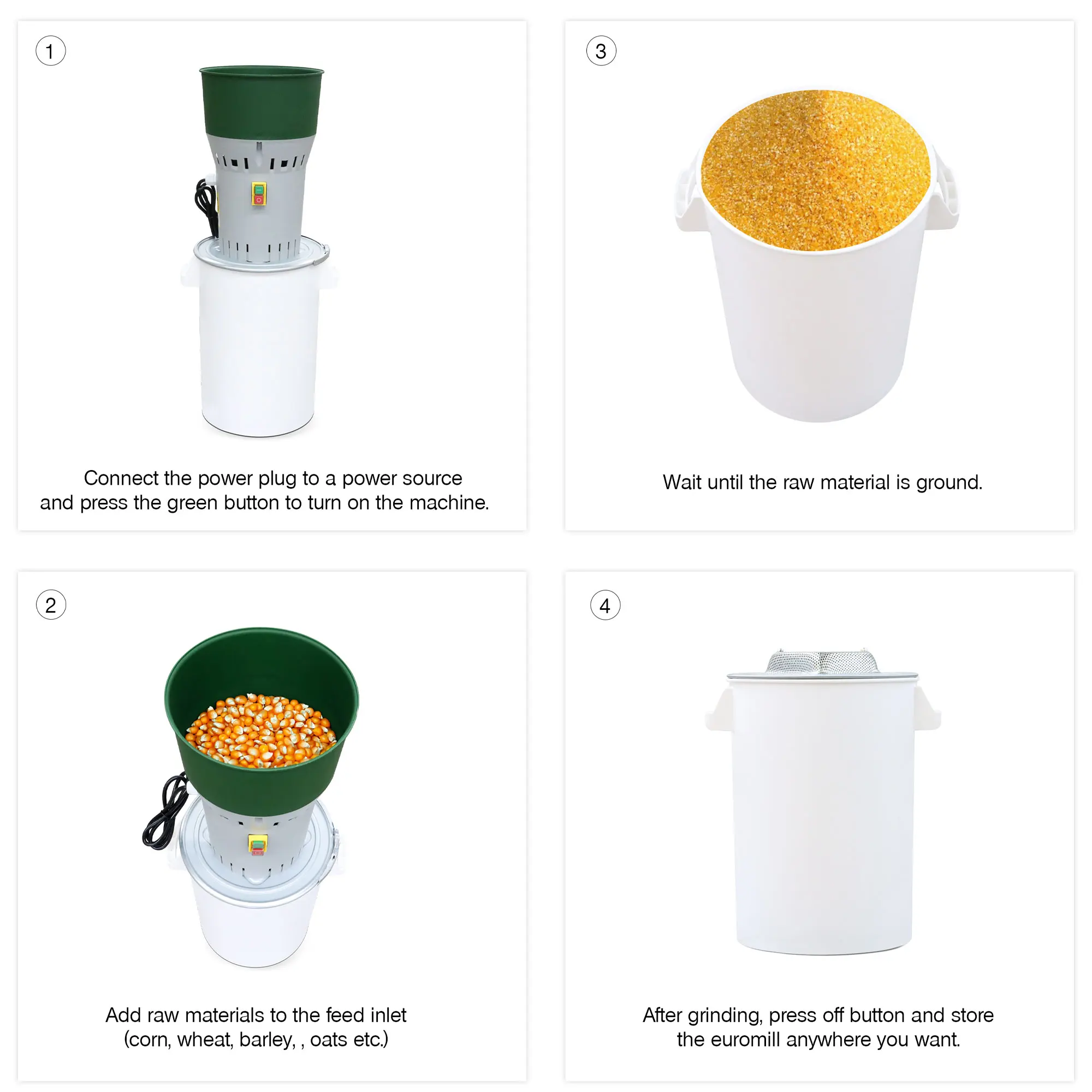 Измельчитель корма для птицы: Euromill-25P зерновая дробилка 300 кг/ч продуктивного измельчения сухих злаков производства кур