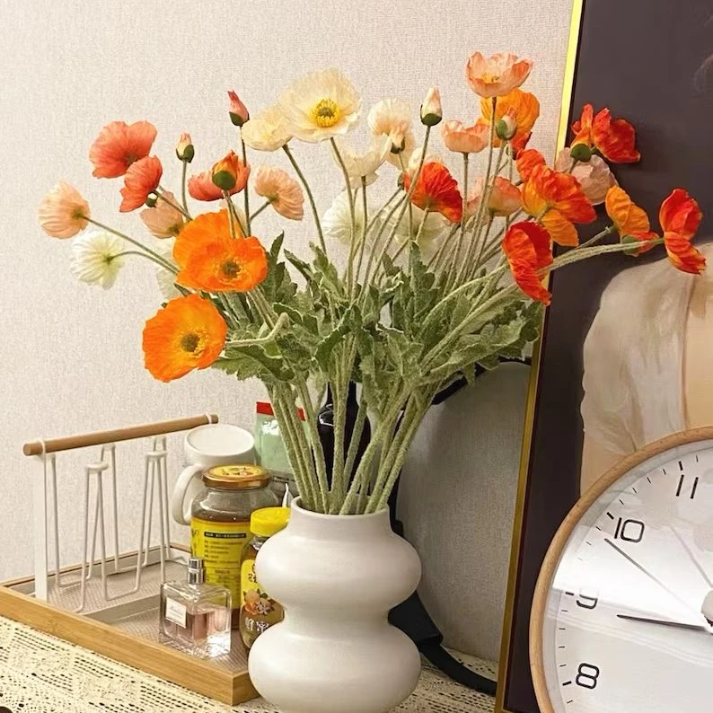 5 Heads Faux Poppy | High Quality Artificial Flower | DIY Floral | Wedding/Home Decoration | Gifts Multi-color