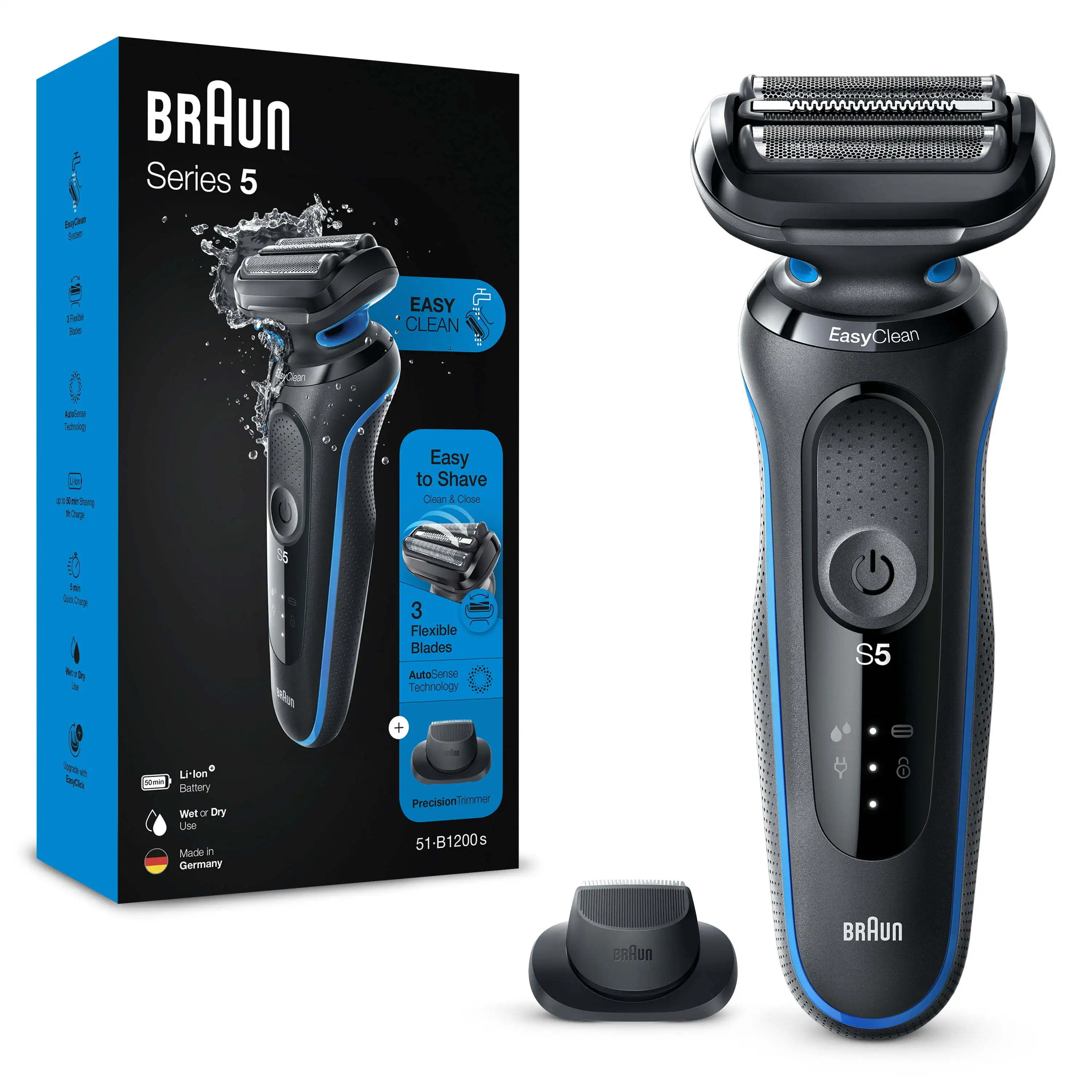 Аккумуляторная мужская электробритва Braun Series 5 5018s с подставкой для зарядки
