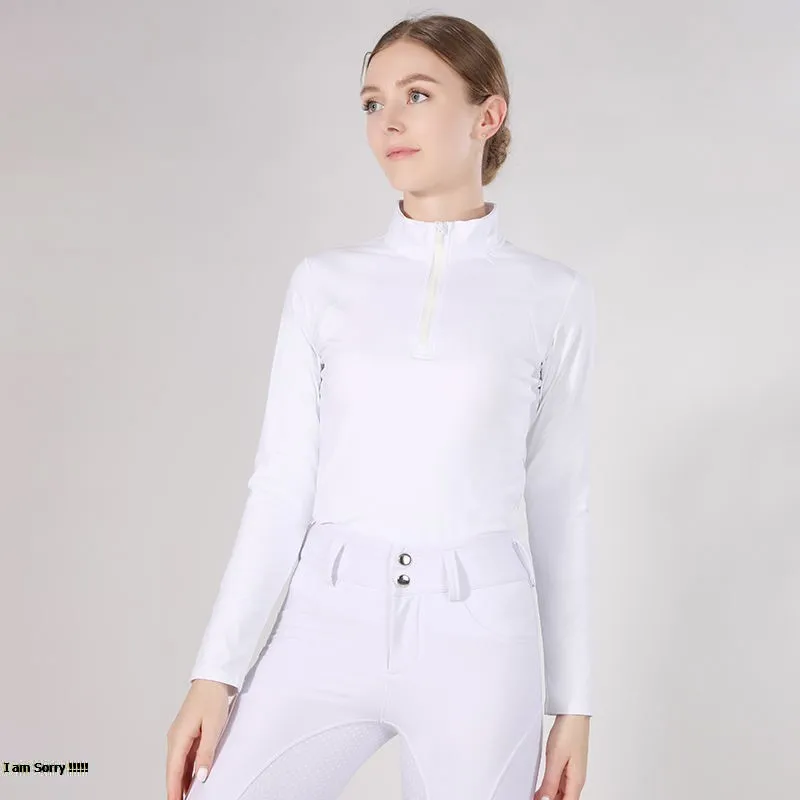 Custom Design Women Equestrian Clothing Base layer Underwear Four Way Stretch Horse Riding Baselayer Shirt Equestrian Show Shirt