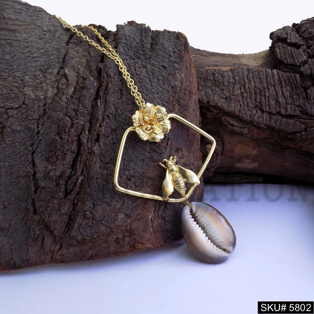 Gold plated Stylish Chain With Statement Shell Dragonfly of Necklace wholesale trendy premium product SKU5802