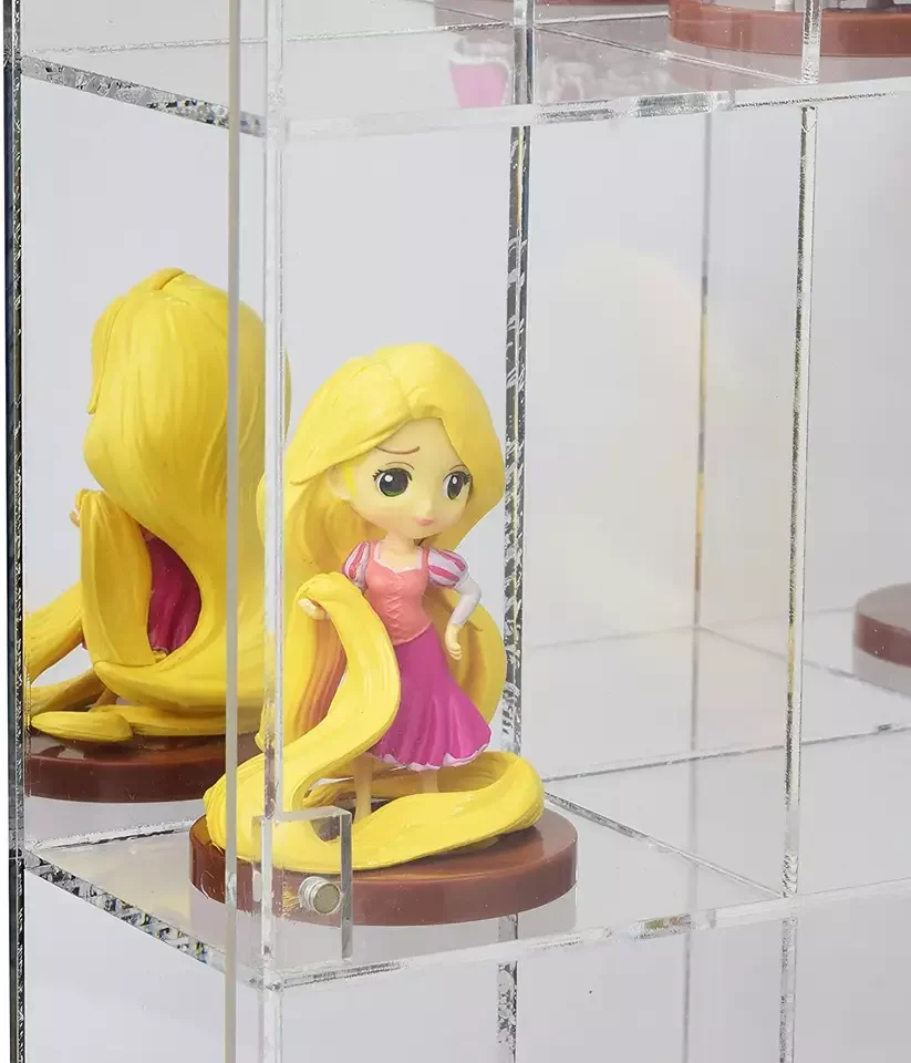 Mirrored Back Acrylic Display Rack Organizer Storage Box For Figure Toys Mini Figures And Rock Stone With 16 Compartments