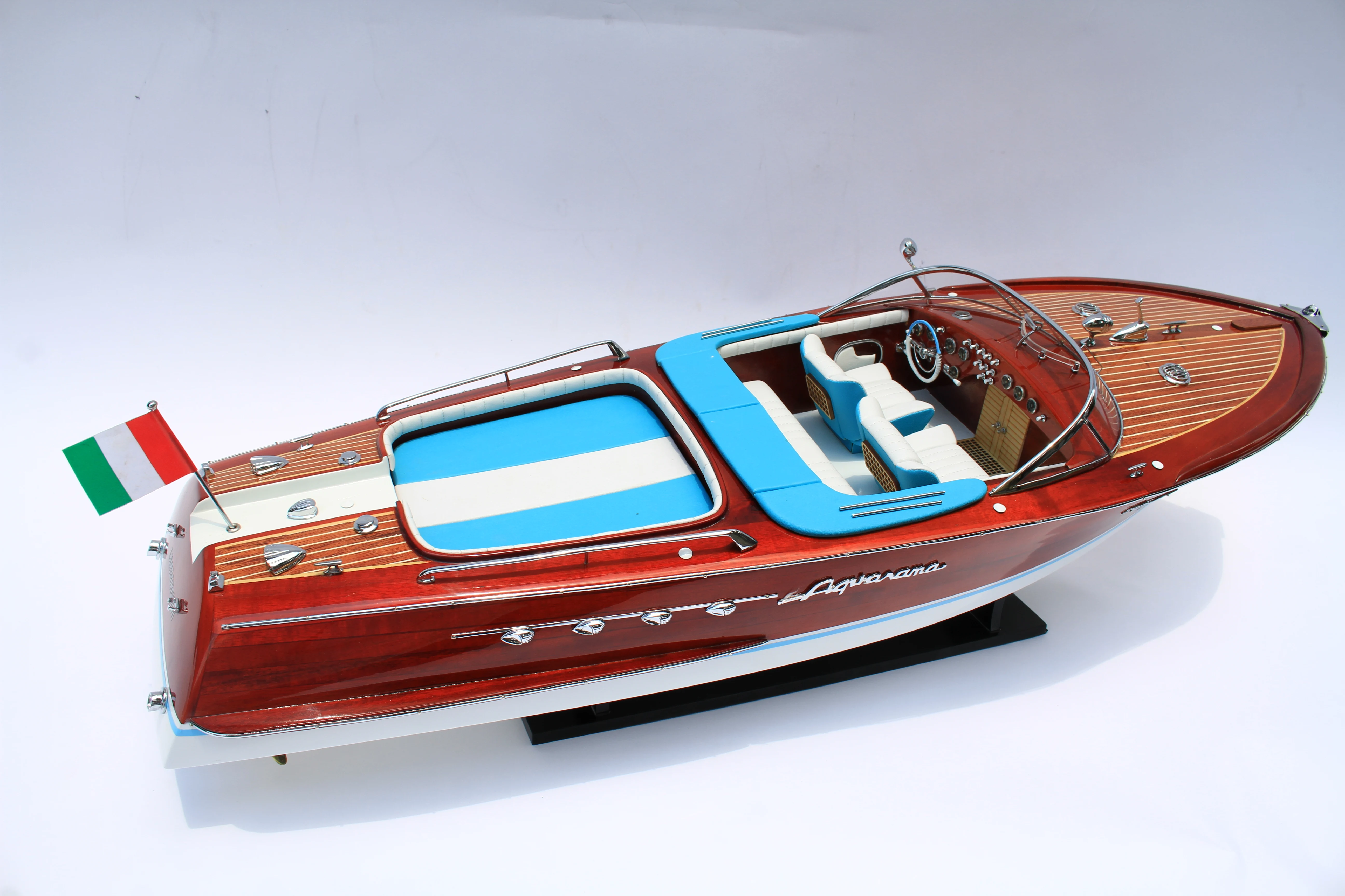 SUPER RIVA LAMBORGHINII SPEED BOAT MODEL - WOODEN MODEL BOAT FOR DECORATION - READY ASSEMBLED MODEL BOAT