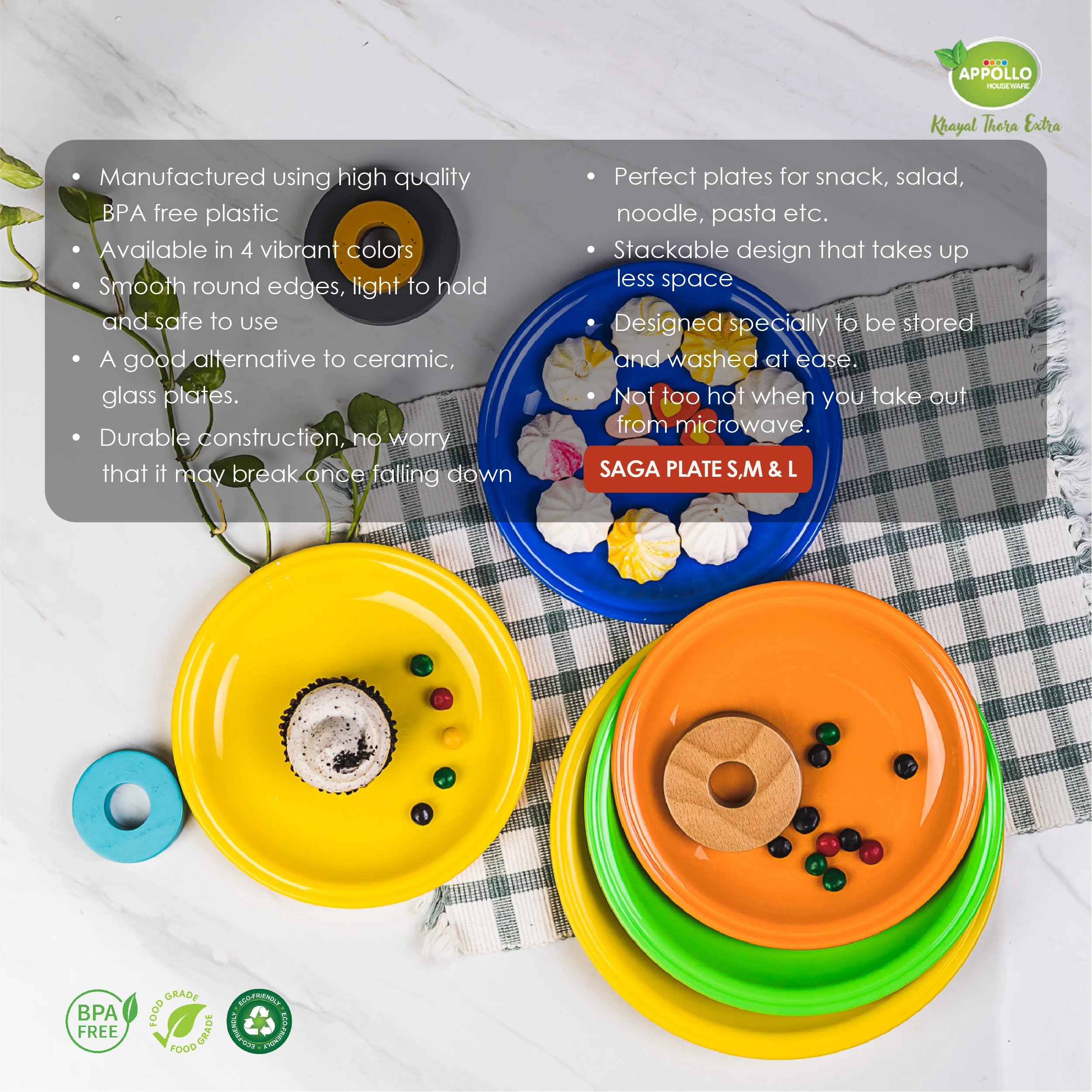 Saga Plate Large 10 Inches Reusable Party Plates