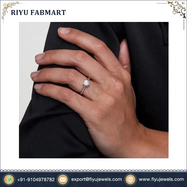 Best Selling Classic Fine Gold Jewelry White Gold Genuine Quality Certified Real Diamond Women Engagement Ring for USA Market