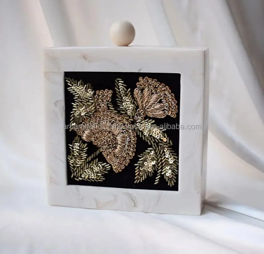 best design handmade resin clutch bag for wedding and party wear clutch bag with embroidery work BY LUXURY CRAFTS