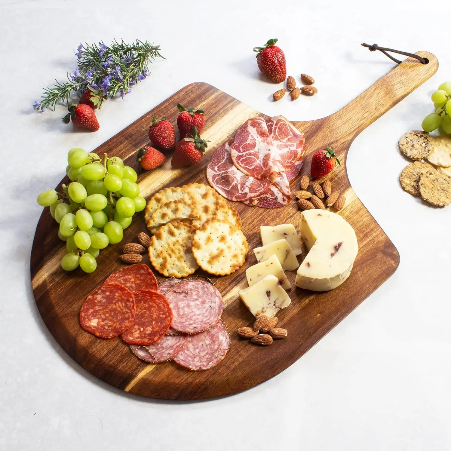 Acacia Wood Pizza Peel, 13.75 Inch Wooden Pizza Paddle with Handle, Pizza Making Accessories for Oven and Grill