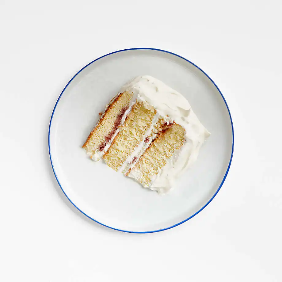 Vaisselle de lux Manufacturer luxury custom color blue edge dinnerware set wedding white dinner ceramic plate with gold rim