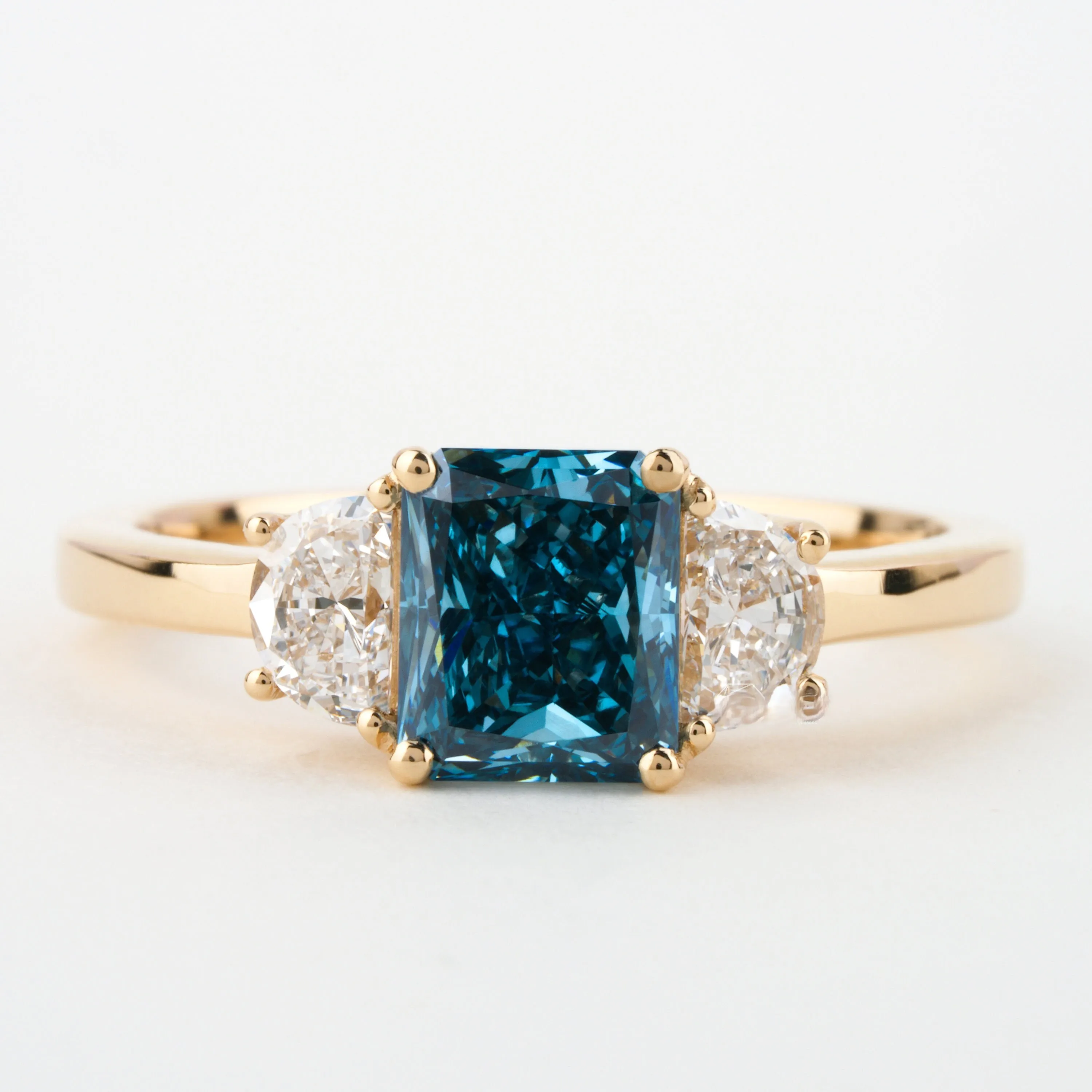 Luxury Blue 4.5ctw 8*10 Radiant Cut Moissanite Diamond  Engagement Ring Half Moon Side Stone Vintage  Jewelry With Original Box