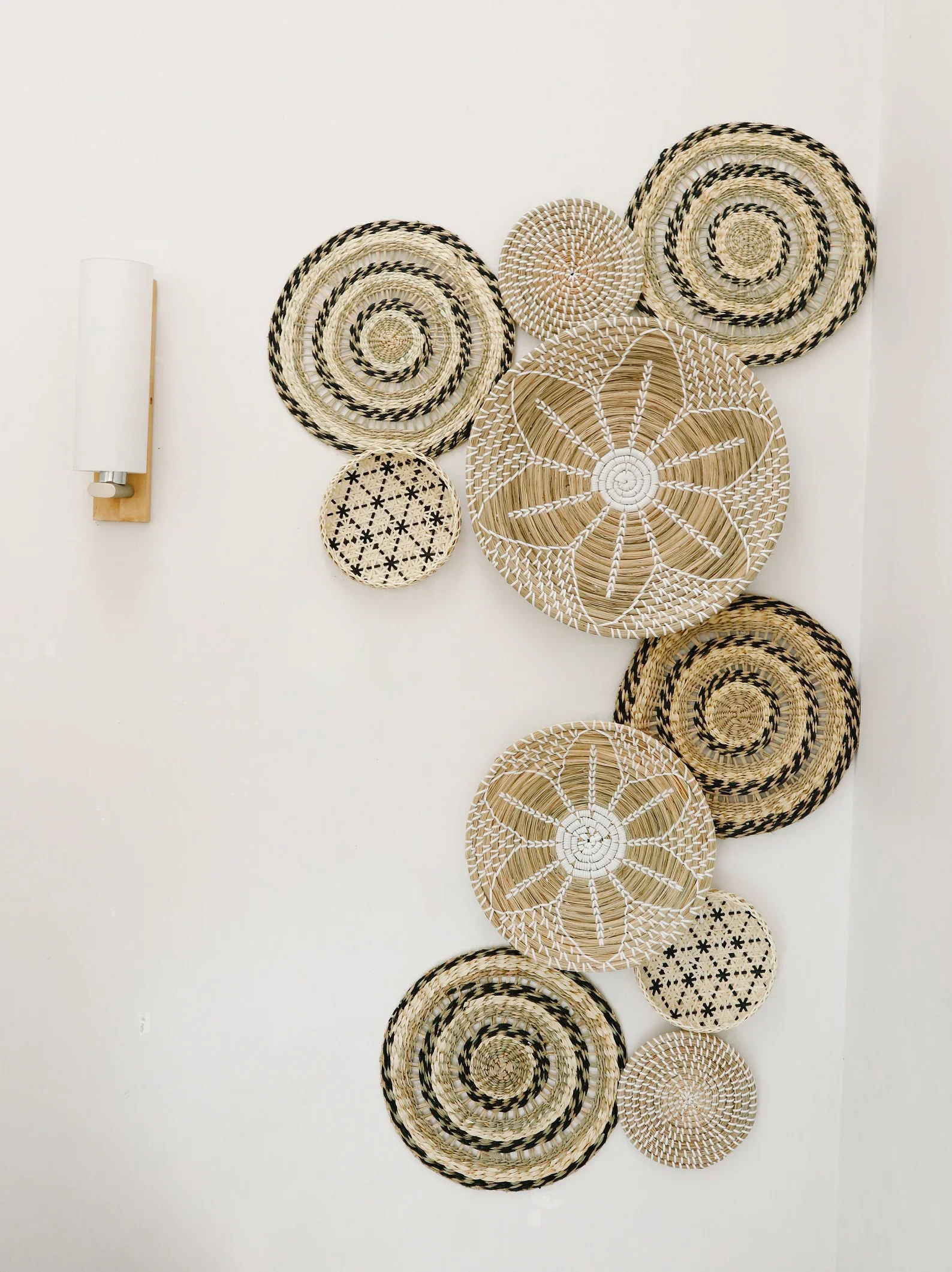 Набор из 10 настенных украшений ротанга 100% плетеные вручную настенные корзины Настенный декор с Африканским дизайном