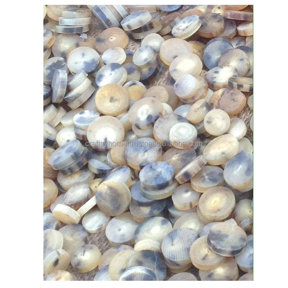 Real Genuine Buffalo Horn Button Indian Manufacturer Buffalo Horn Blank Button Natural Horn Color For Garment Use