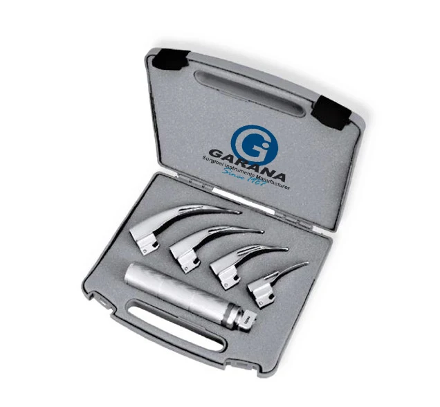 Laryngoscope Set Macintosh 4 Blades  & 1 Handle in Plastic Box