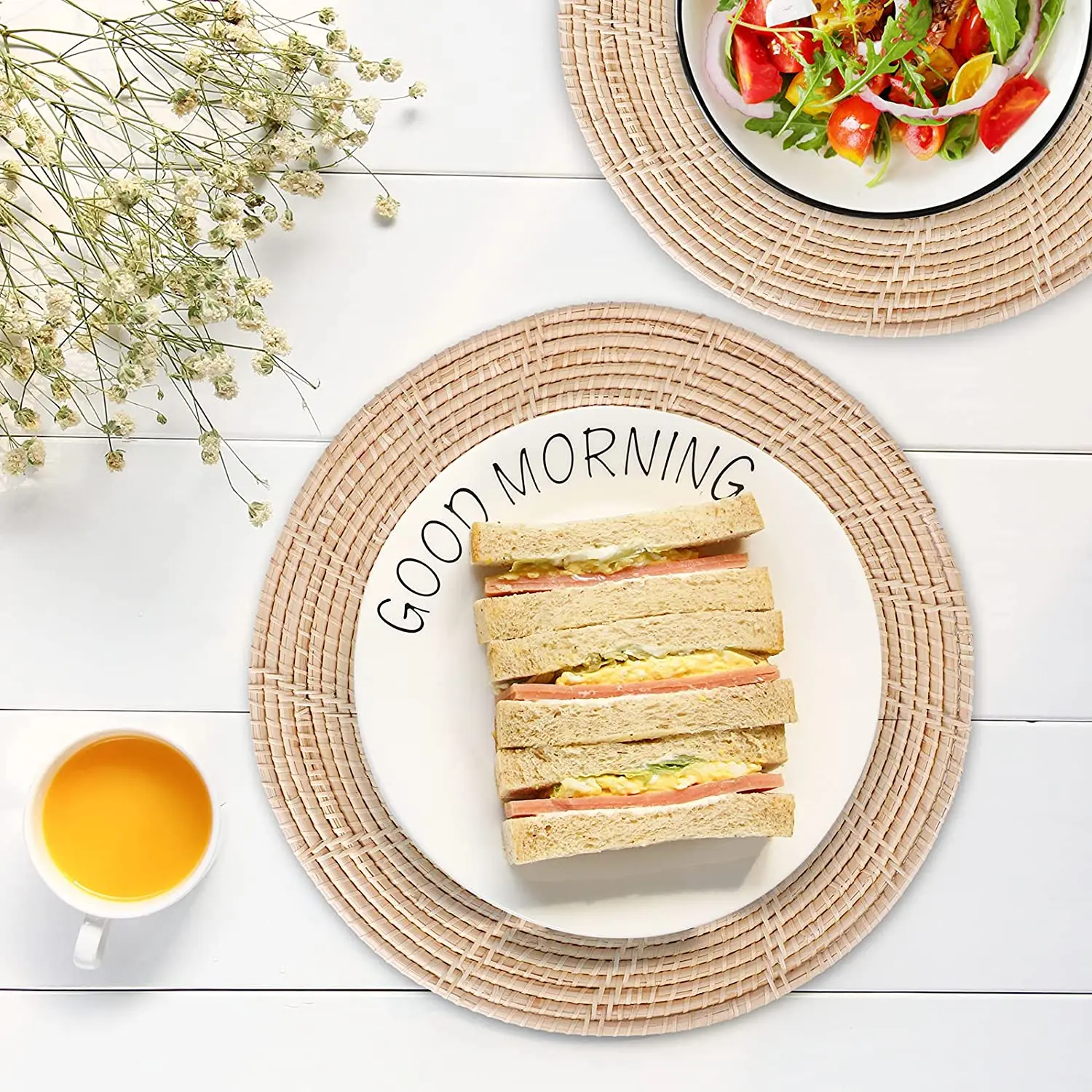 Vietnam Handmade Wholesale Rattan Wicker Round Placemats Decor for Kitchen Bowl Holder.