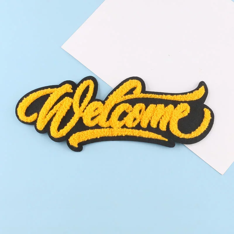 Wholesale cheap price Embroidery Patches Eagle with American Flag Patriotic Iron on Patch alphabet Chenille Patches