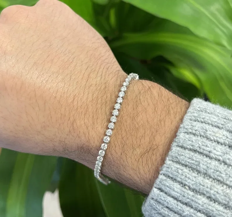 Beautiful Round Cut Lab Grown Diamond Bracelet Tennis Bracelet Customized Jewelry Excellent Cut Unique Wedding Gift For Her