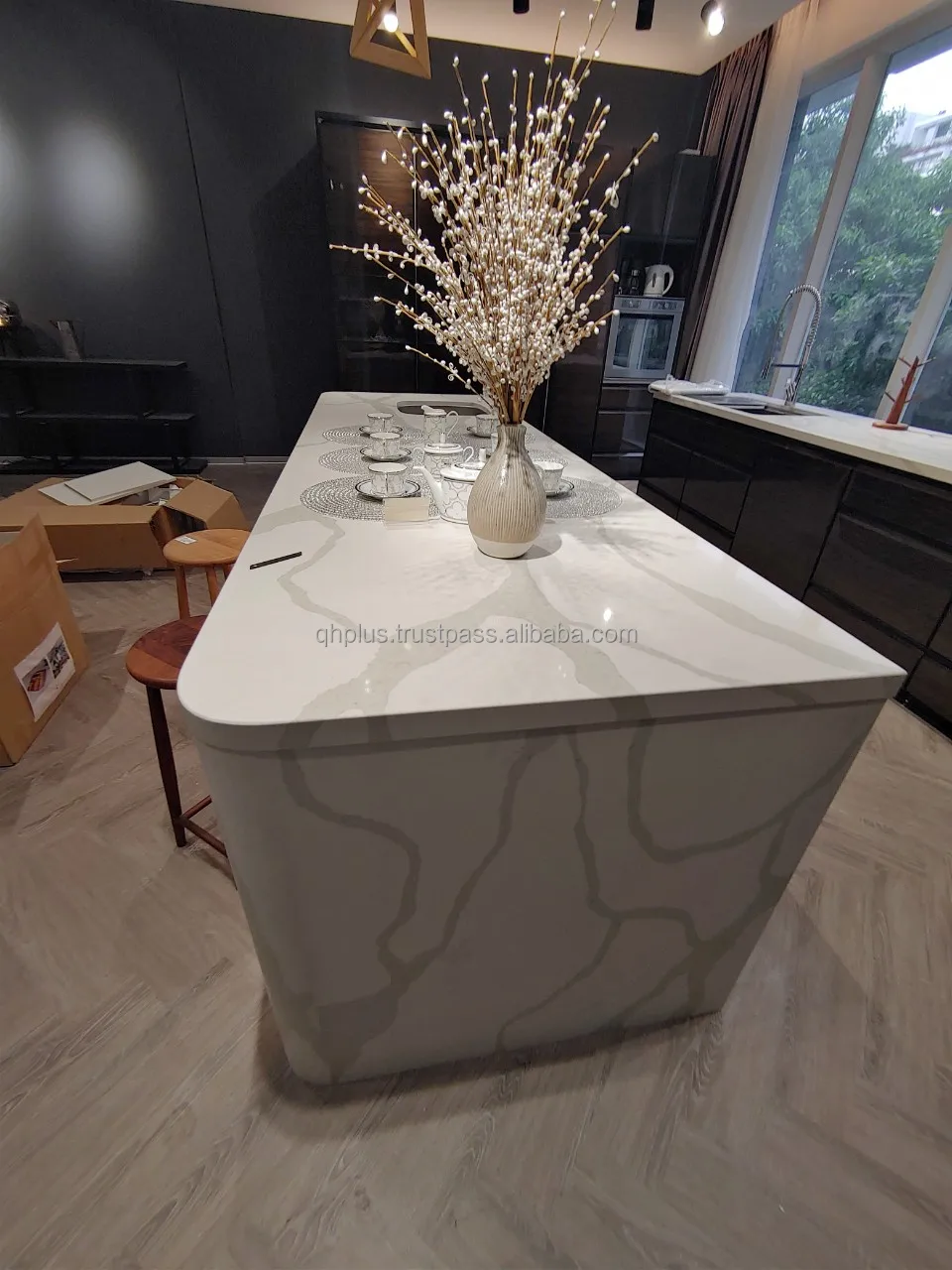 Cut to Size Artificial Stone Quartz Surface For Kitchen Countertops Vanity Island Table