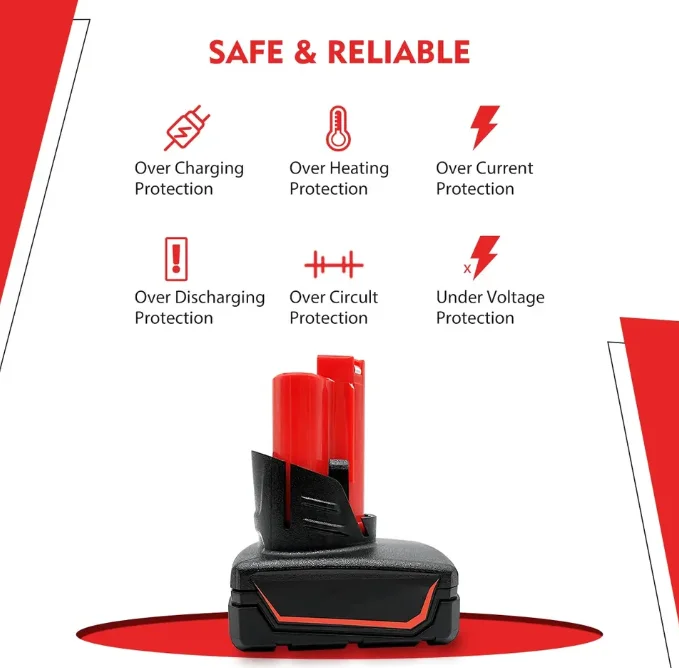 Manufacture Wholesale Price  6Ah 12V Lithium ion Battery Replacement forMilwaukees N12 Tools Battery