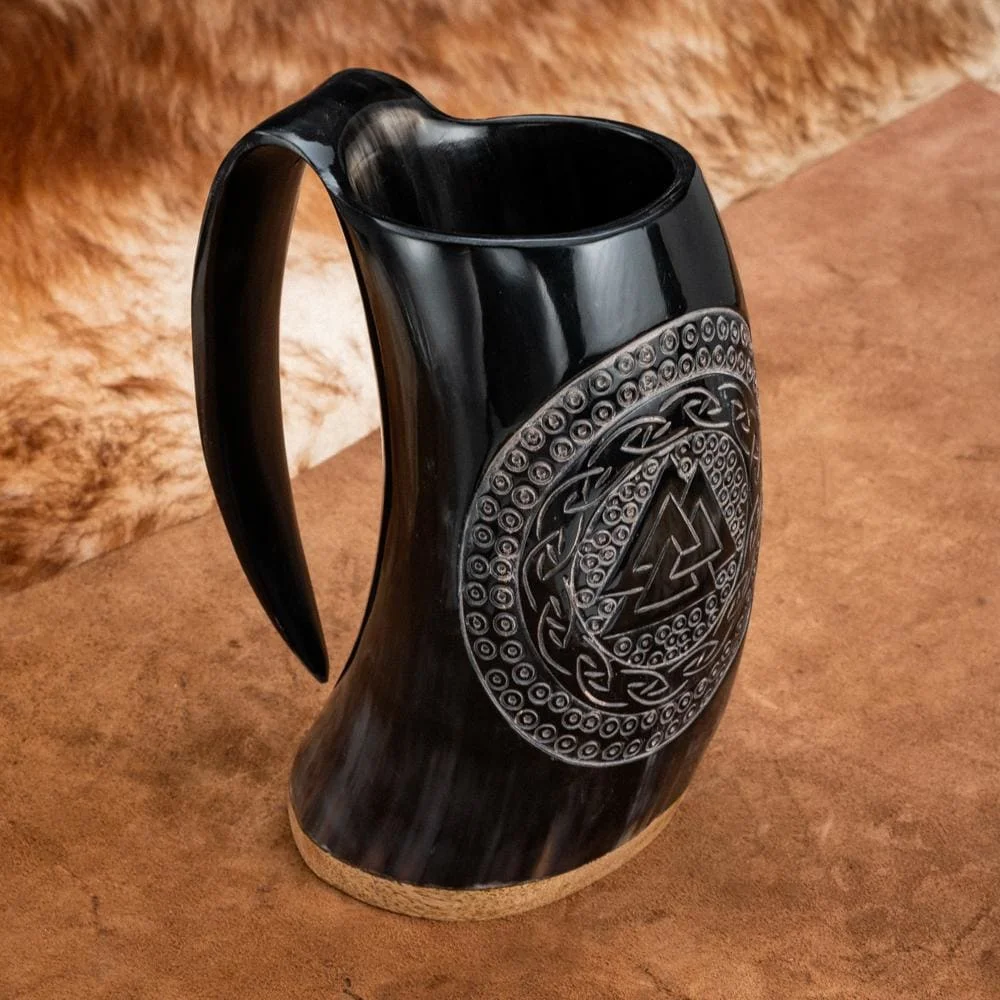 On Sale viking drinking horn mug cup beer steel travel cup camping resin mug with handle mega mug With High Popularity