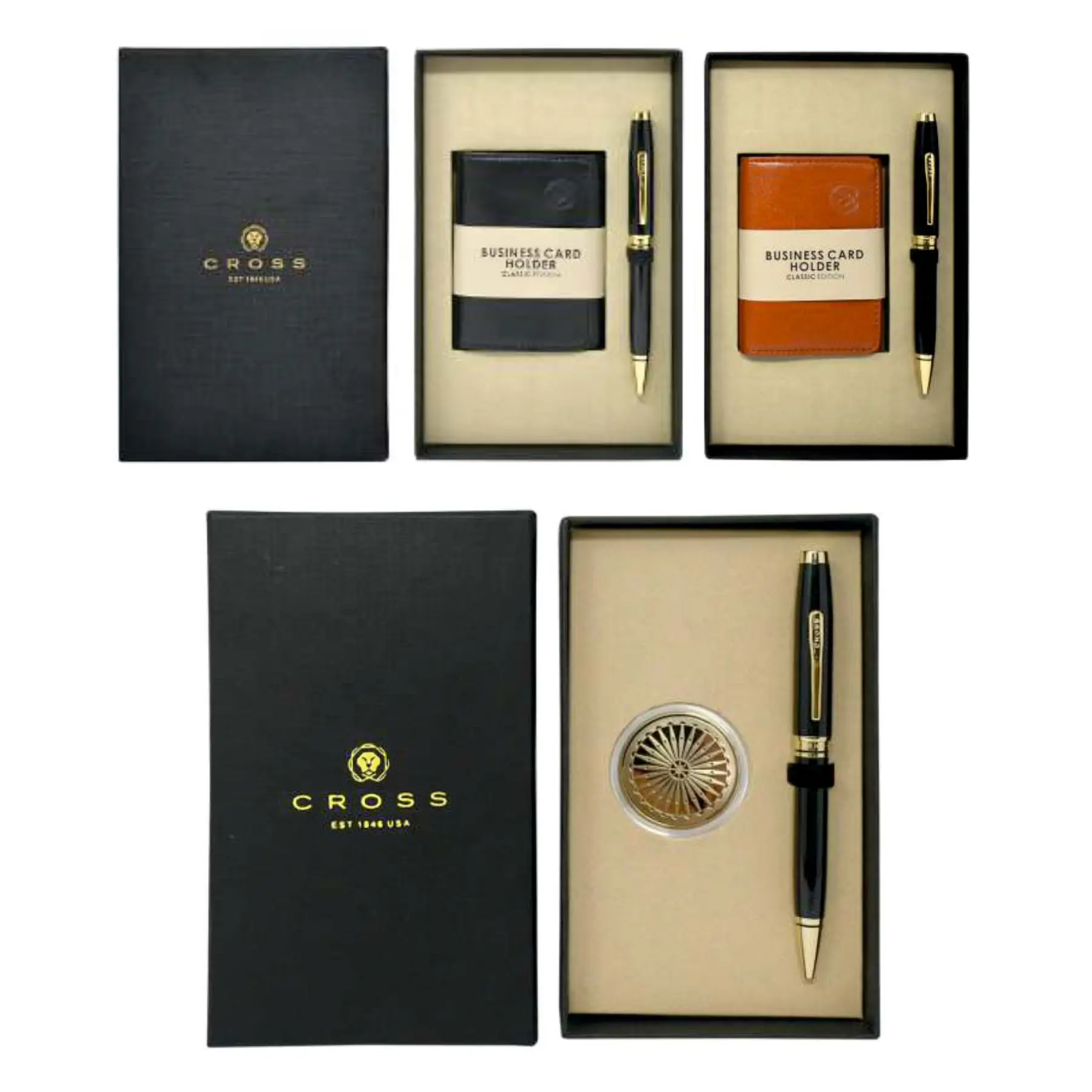 Cross Coventry Black & Tan Gold BP with Coin Wallet Gift Set Parker Fountain Roller & Ballpoint pens corporate Parker gift set